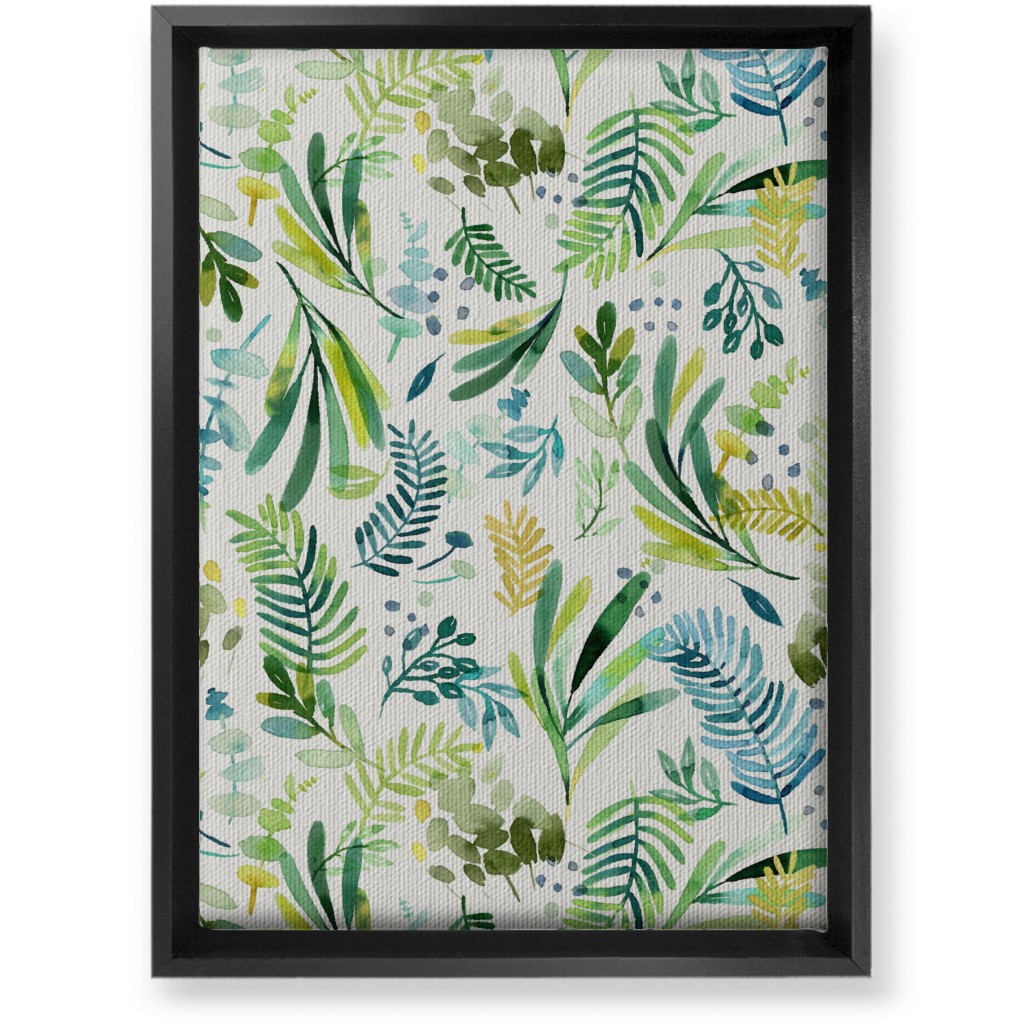 Tuscany Leaves - Green Wall Art, Black, Single piece, Canvas, 10x14, Green, Classic Green