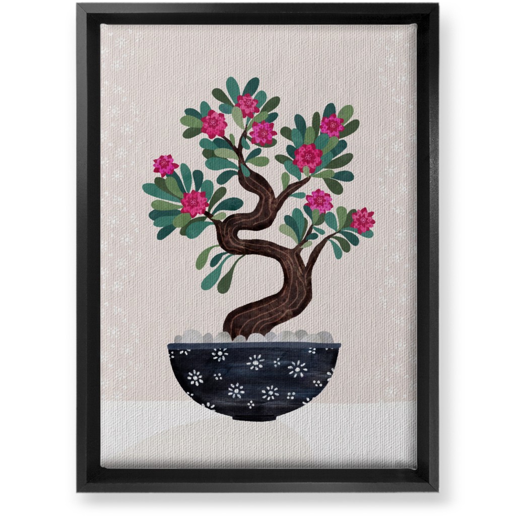 Bonsai - Pink Wall Art, Black, Single piece, Canvas, 10x14, Pink, Bright Pink