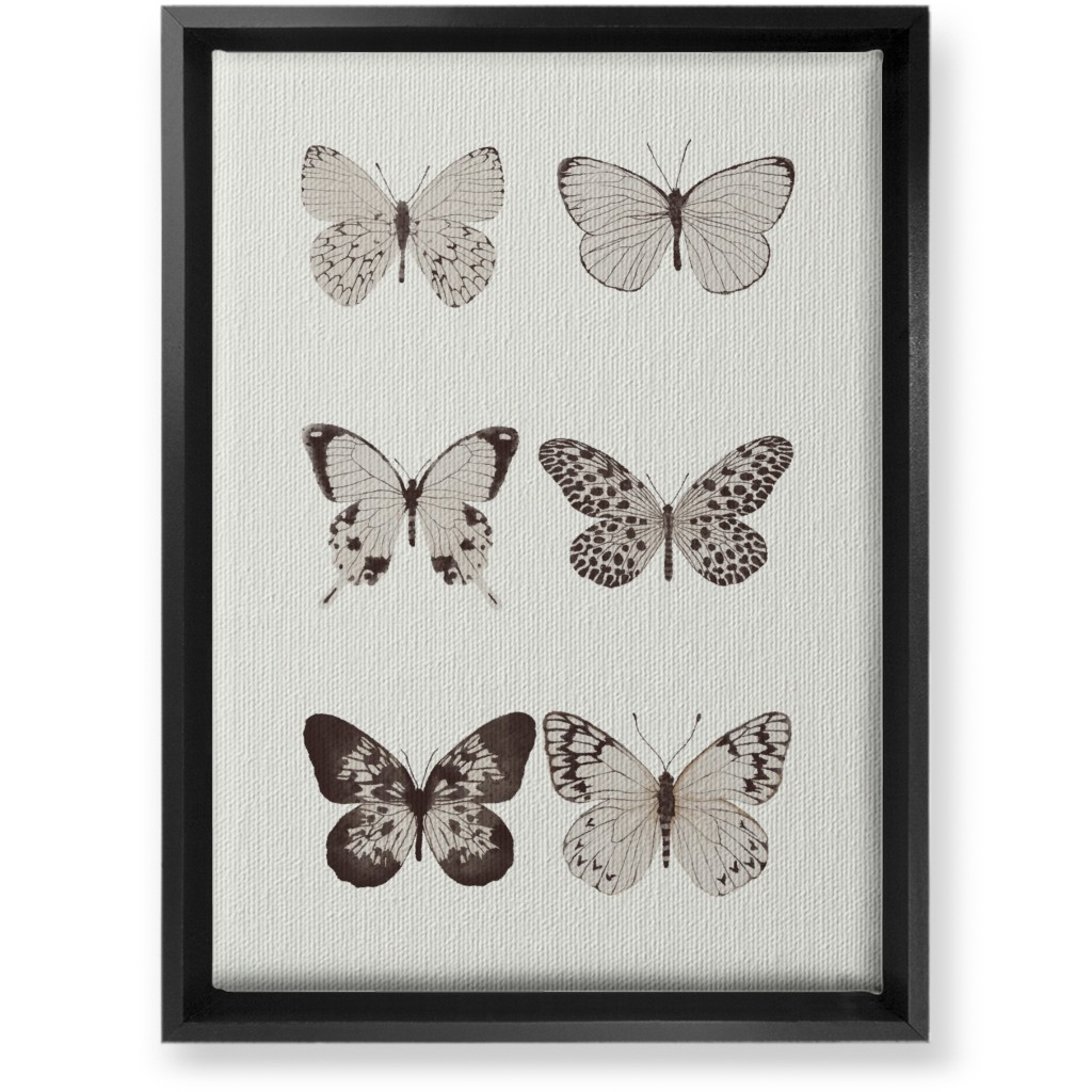 Butterflies Pairs Wall Art, Black, Single piece, Canvas, 10x14, Gray, Rye