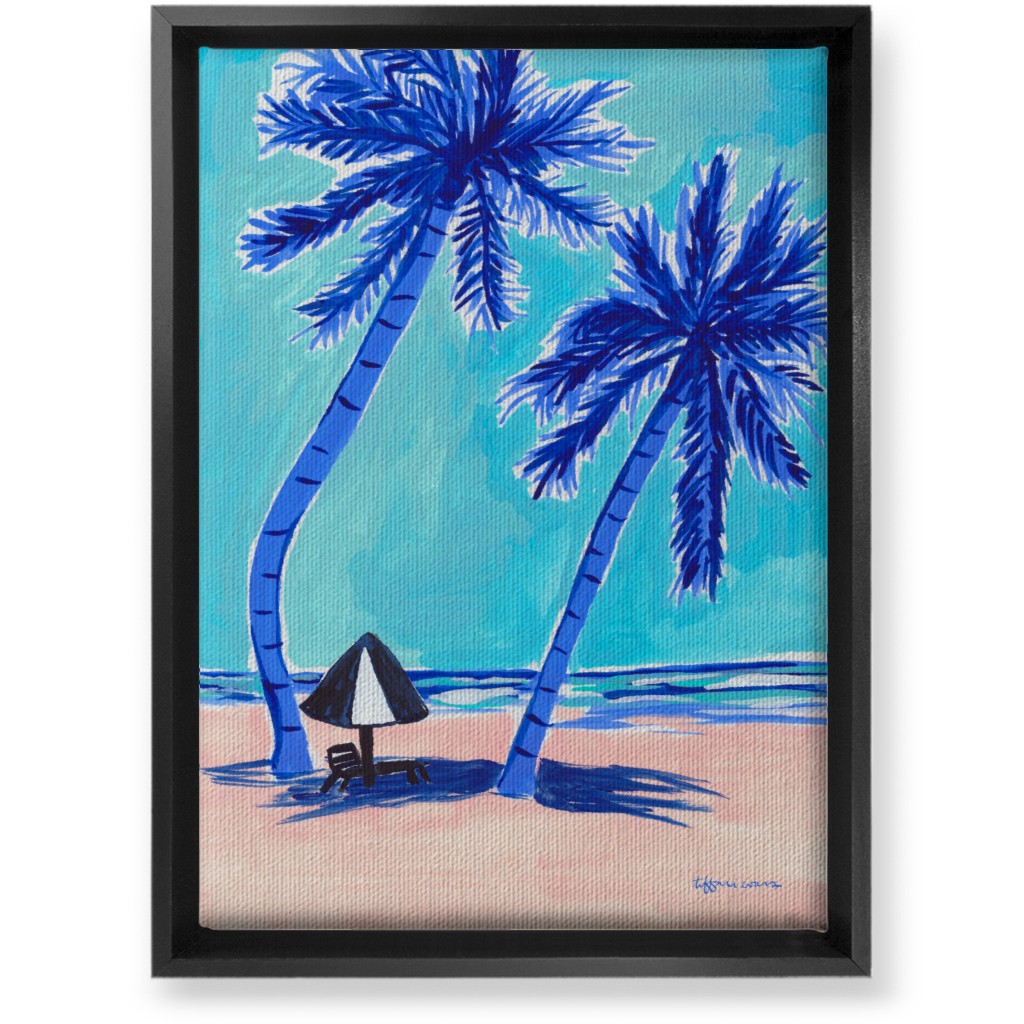 Beach Side - Blue and Beige Wall Art, Black, Single piece, Canvas, 10x14, Blue