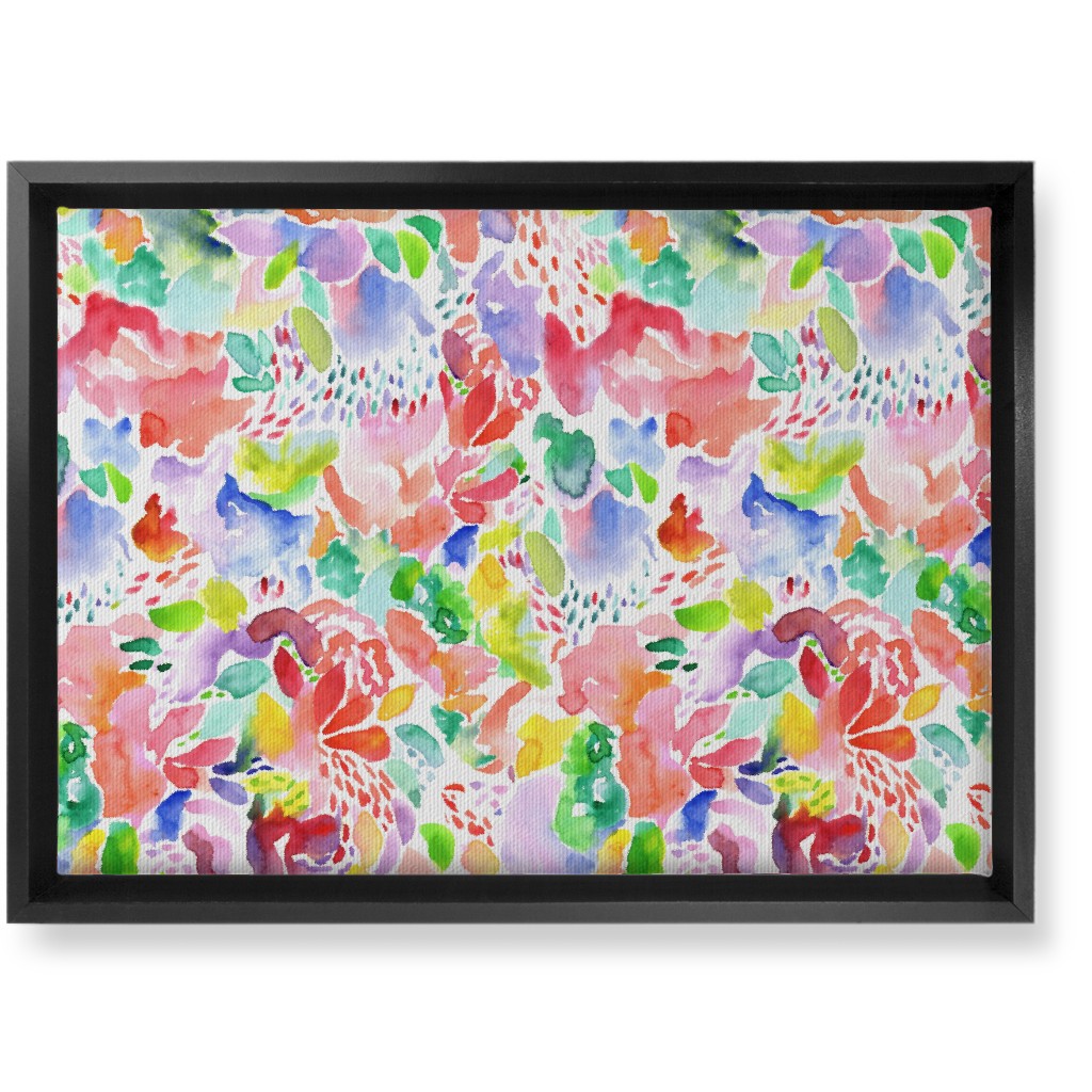 Happy Abstract Watercolor Wall Art, Black, Single piece, Canvas, 10x14, Multicolor