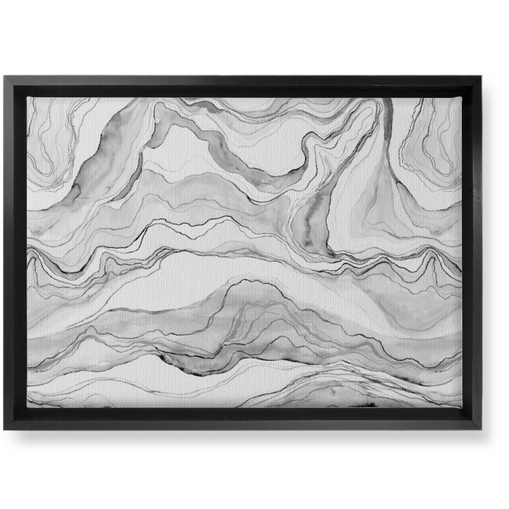 Watercolor Marble Wall Art, Black, Single piece, Canvas, 10x14, Gray