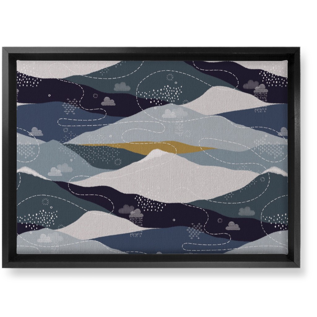 Ever Blue Mountains Wall Art, Black, Single piece, Canvas, 10x14, Blue