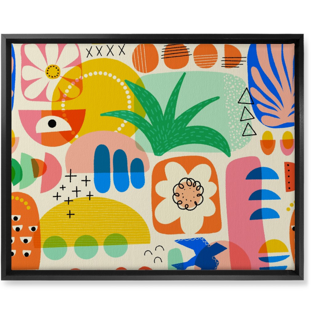 Abstract Shapes Collage - Multi Wall Art, Black, Single piece, Canvas, 16x20, Multicolor