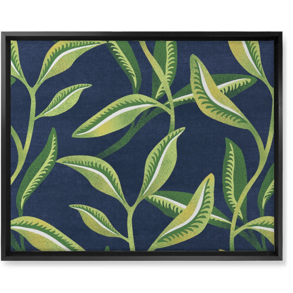Leafy Vines - Green Wall Art, Black, Single piece, Canvas, 16x20, Green