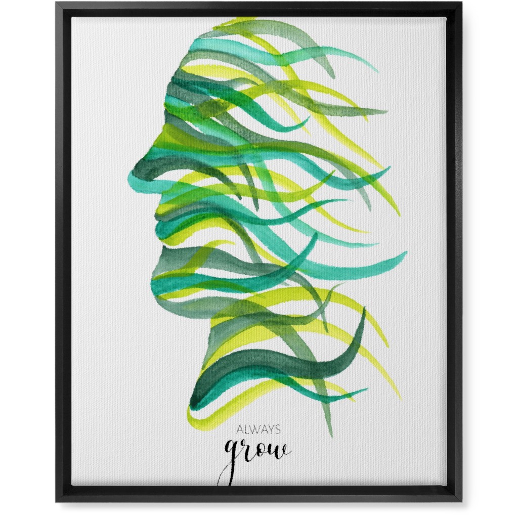 Always Grow - Green Wall Art, Black, Single piece, Canvas, 16x20, Green, Classic Green