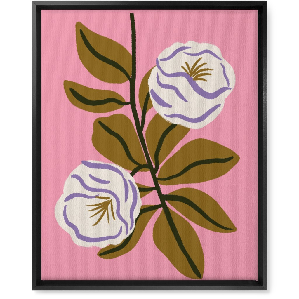 White Bulb Flower - Multi on Pink Wall Art, Black, Single piece, Canvas, 16x20, Pink