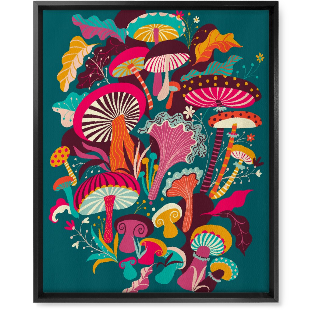 Fantastic Fungi - Vibrant Wall Art, Black, Single piece, Canvas, 16x20, Multicolor
