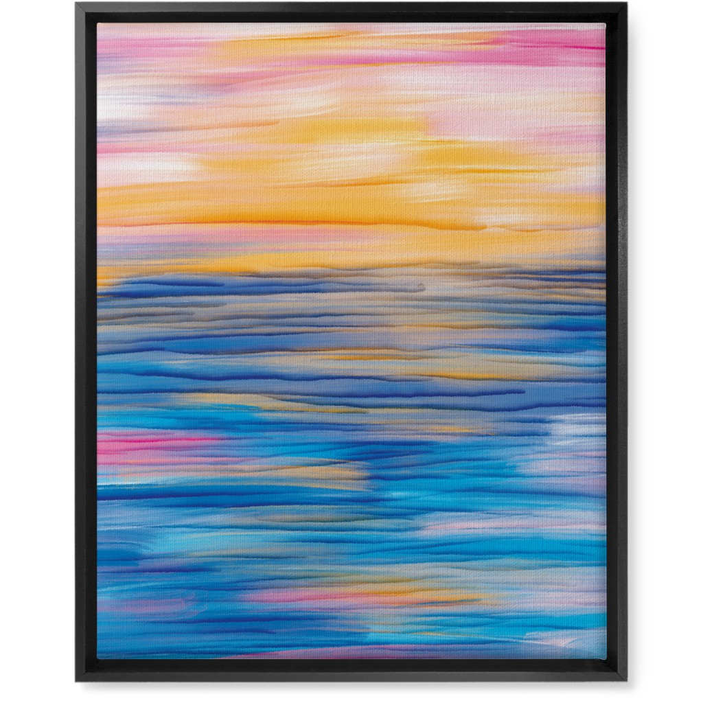 Abstract Sunset Over Water - Multi Wall Art, Black, Single piece, Canvas, 16x20, Multicolor