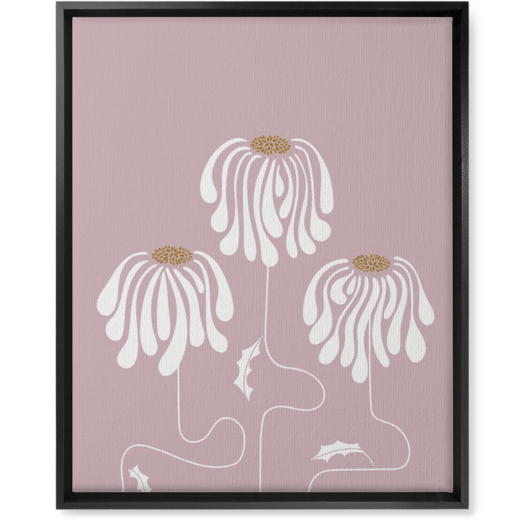 Mod Lazy Daisies Wall Art, Black, Single piece, Canvas, 16x20, Pink, Whisper