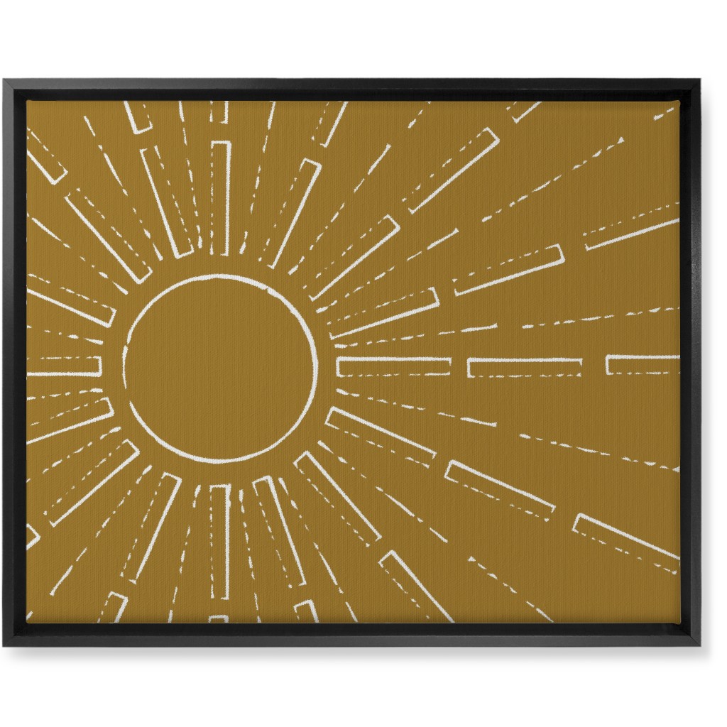 Midcentury Sunburst Wall Art, Black, Single piece, Canvas, 16x20, Yellow, Golden