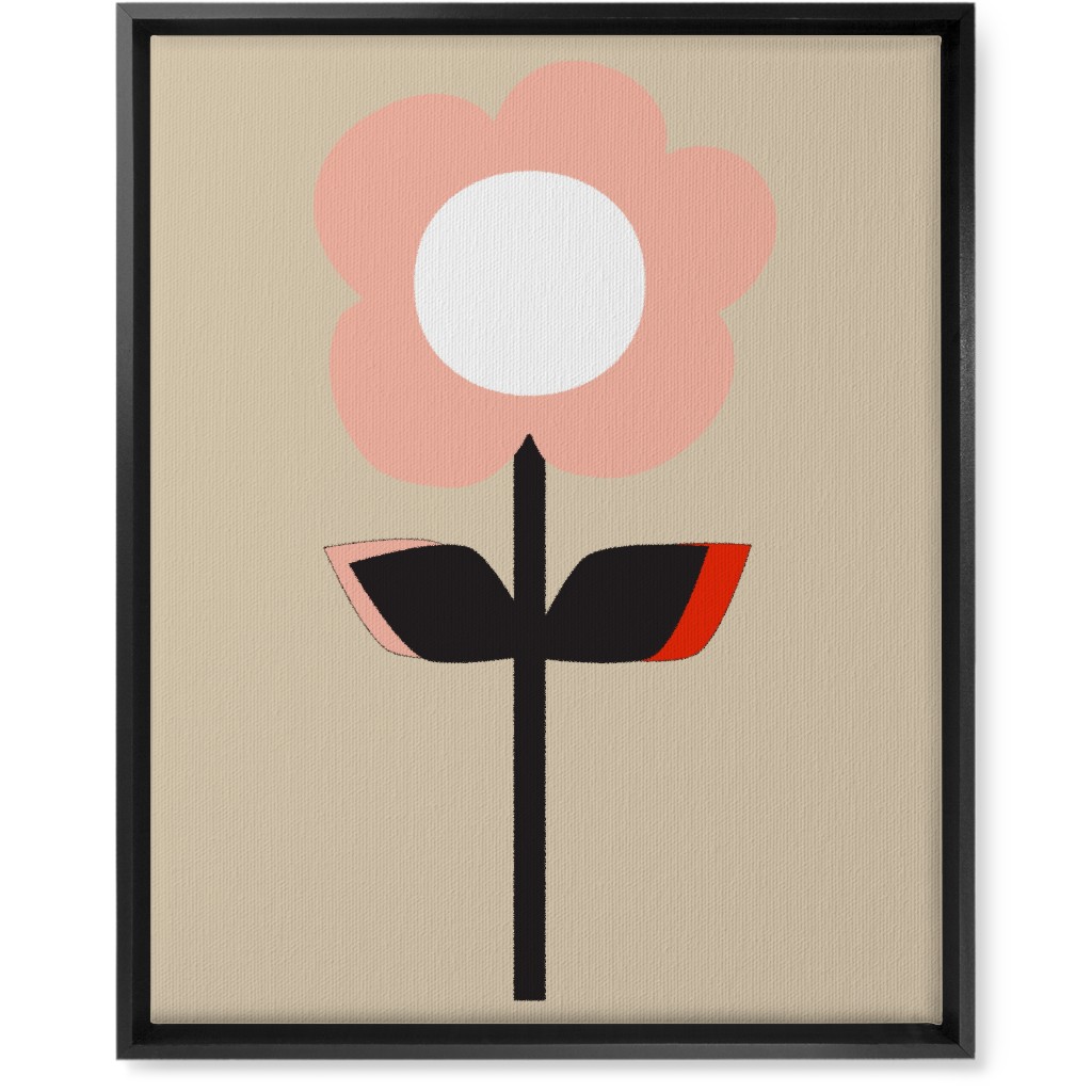 Retro Flower Wall Art, Black, Single piece, Canvas, 16x20, Pink, Fair Weather