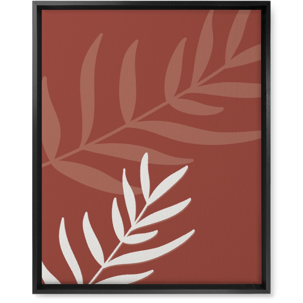 Fern Leaves in Neutral Earth Tones Wall Art, Black, Single piece, Canvas, 16x20, Red, Cinnamon