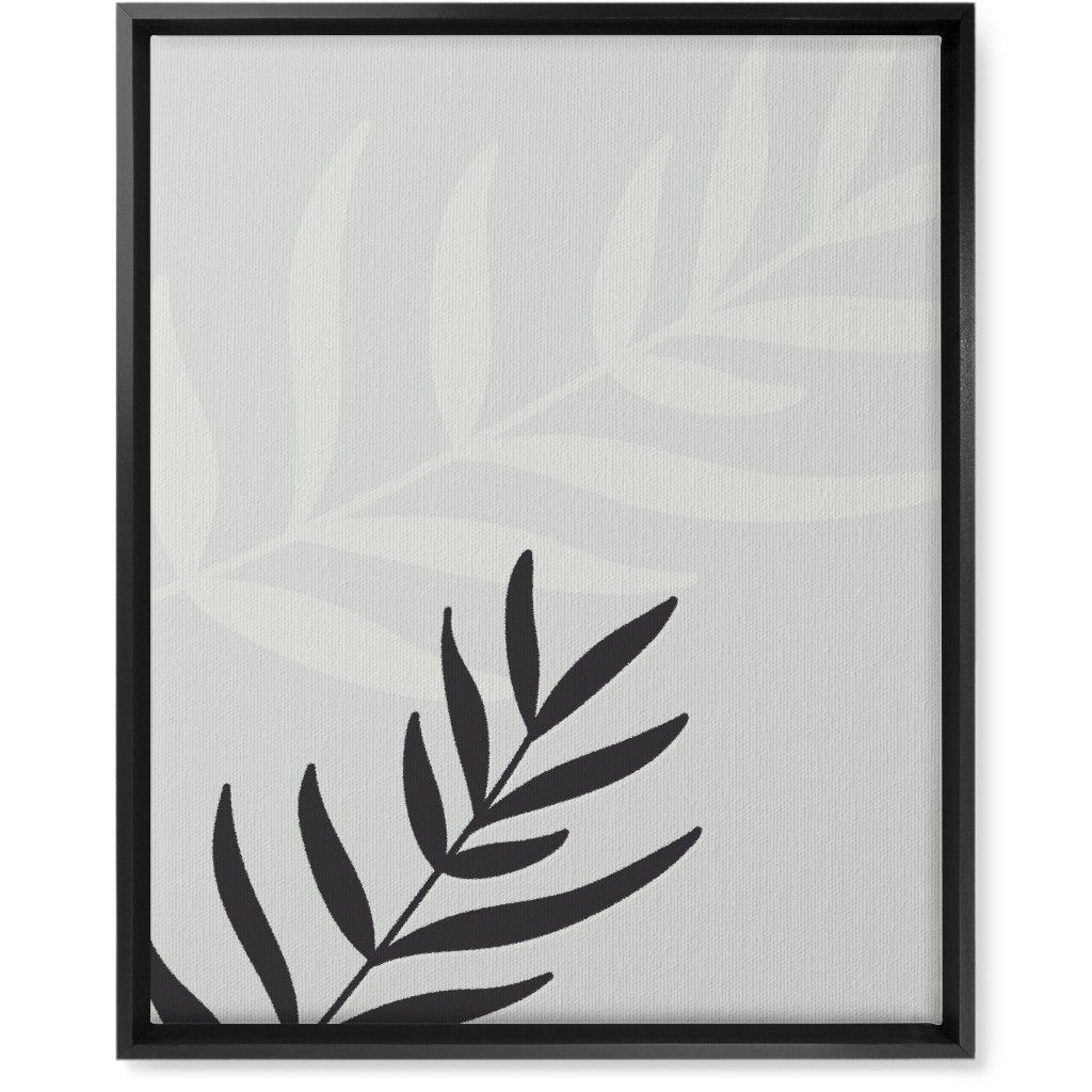 Fern Leaves in Neutral Earth Tones Wall Art, Black, Single piece, Canvas, 16x20, Gray, Silver Lining