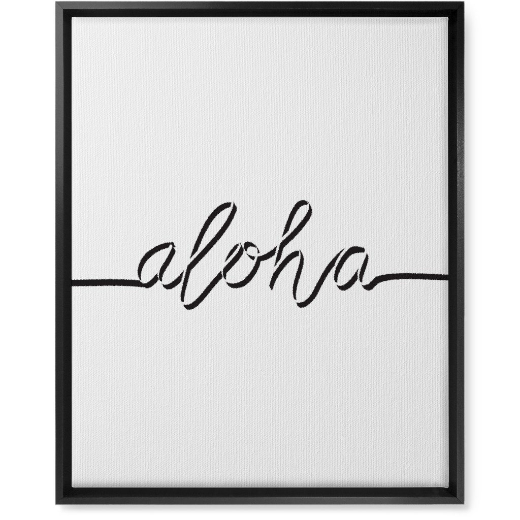 Aloha Script - Black and White Wall Art, Black, Single piece, Canvas, 16x20, White