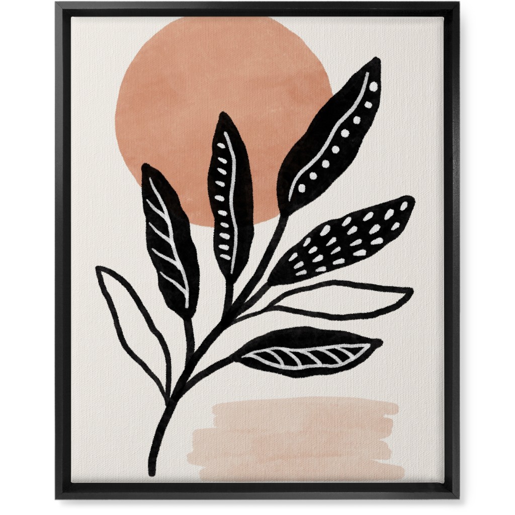 Leaves At Sunset Wall Art, Black, Single piece, Canvas, 16x20, Beige