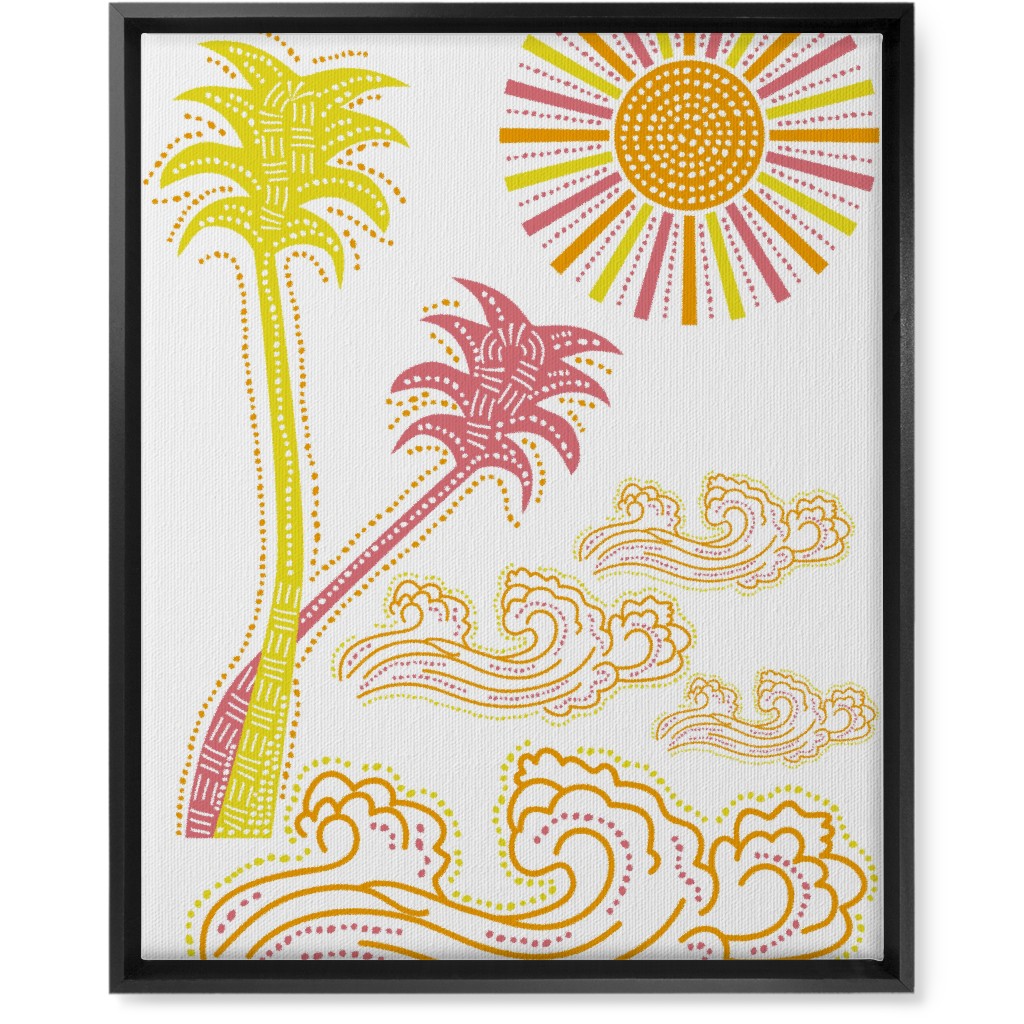 Optimistic Sunny Tropical Summer Art Wall Art, Black, Single piece, Canvas, 16x20, Multicolor