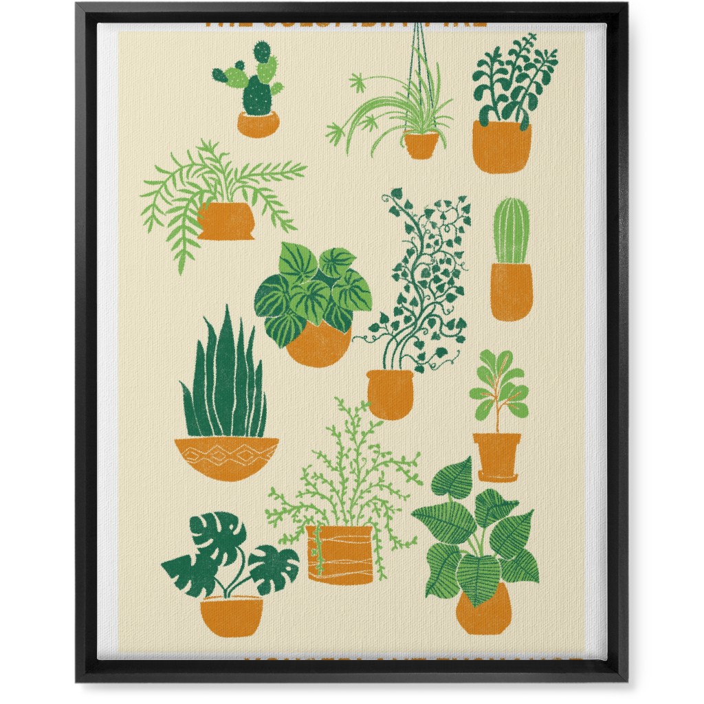 Houseplant Exchange - Green and Cream Wall Art, Black, Single piece, Canvas, 16x20, Green