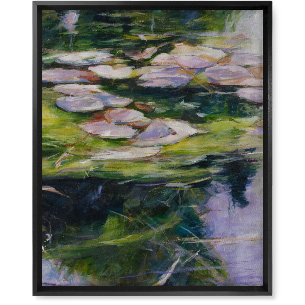 Waterlilies Painting Wall Art, Black, Single piece, Canvas, 16x20, Green
