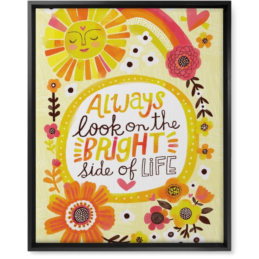 Always Look on the Bright Side of Life - Yellow Wall Art, Black, Single piece, Canvas, 16x20, Yellow, Classic Yellow