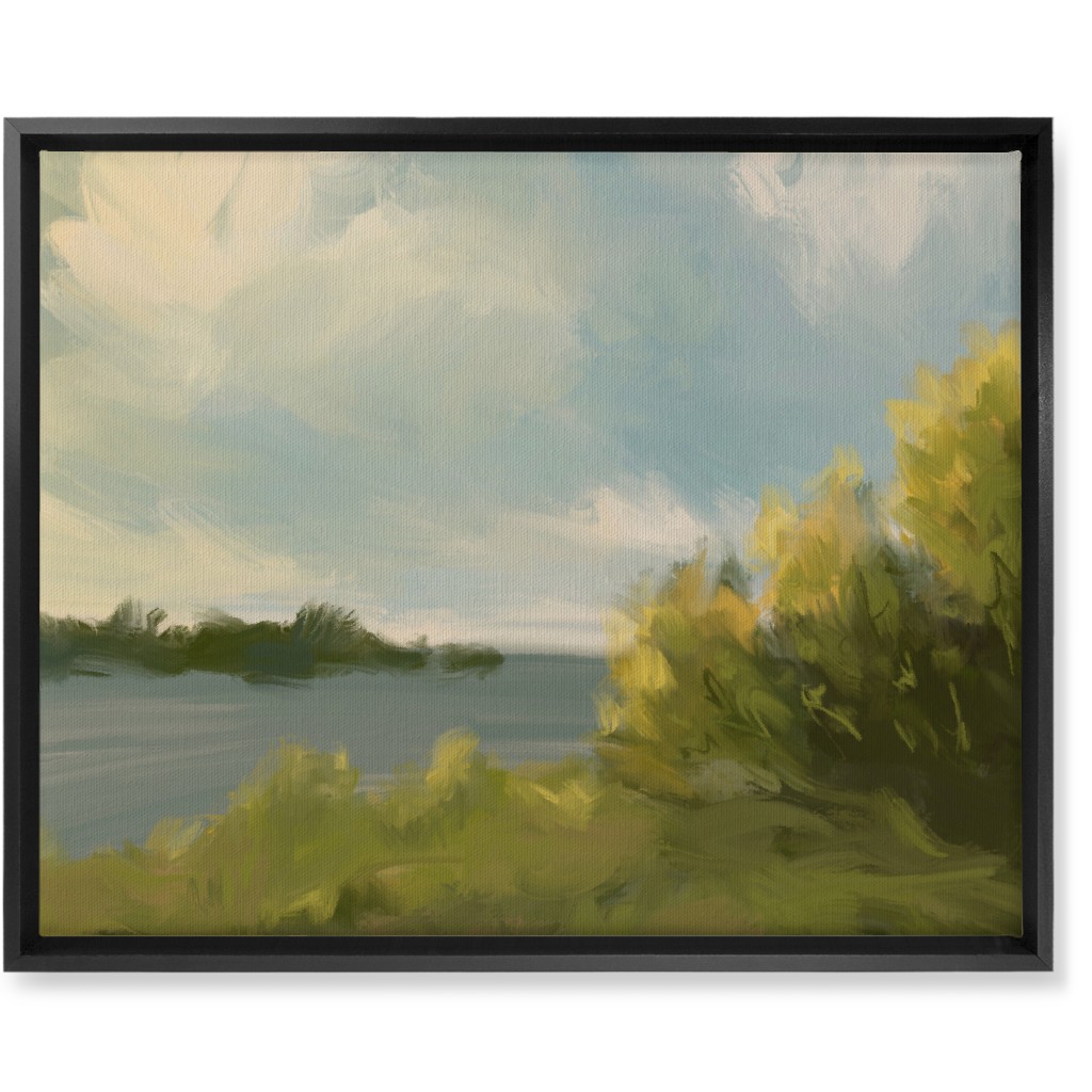 Lake View Wall Art, Black, Single piece, Canvas, 16x20, Green, Classic Green
