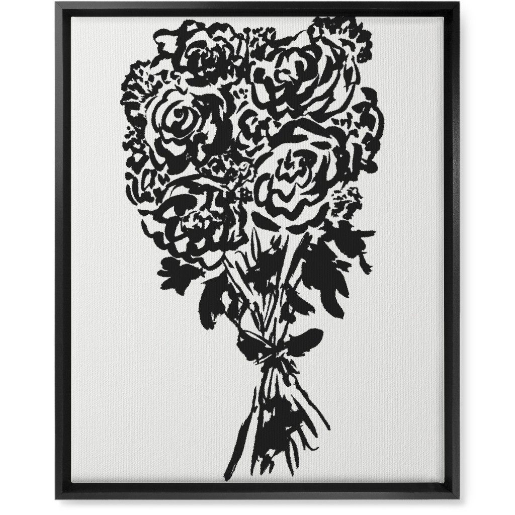 Summer Bouquet Wall Art, Black, Single piece, Canvas, 16x20, White