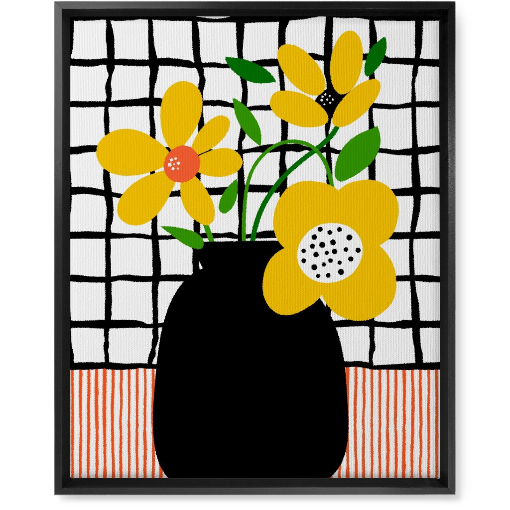 Happy Florals - Multi Wall Art, Black, Single piece, Canvas, 16x20, Multicolor