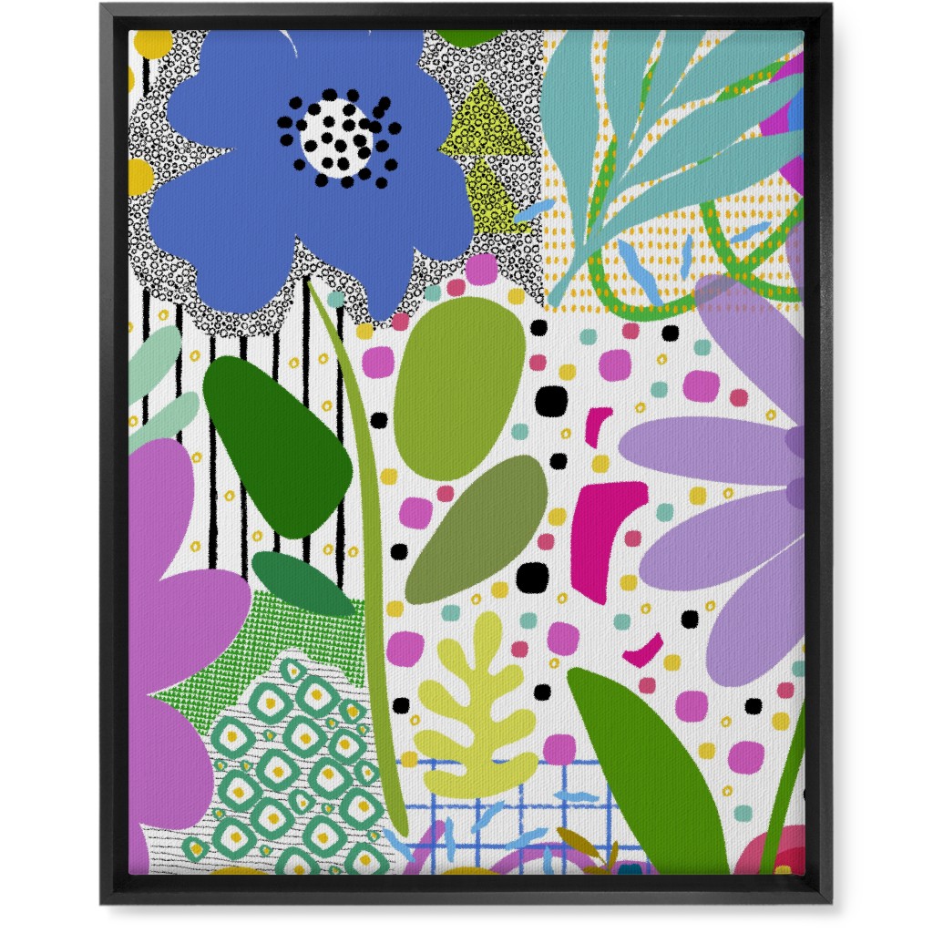 Fiesta Floral - Multi Wall Art, Black, Single piece, Canvas, 16x20, Multicolor