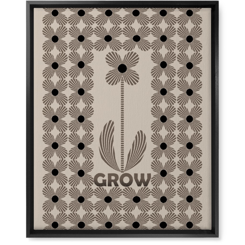 Grow Modern Flower - Beige and Black Wall Art, Black, Single piece, Canvas, 16x20, Beige