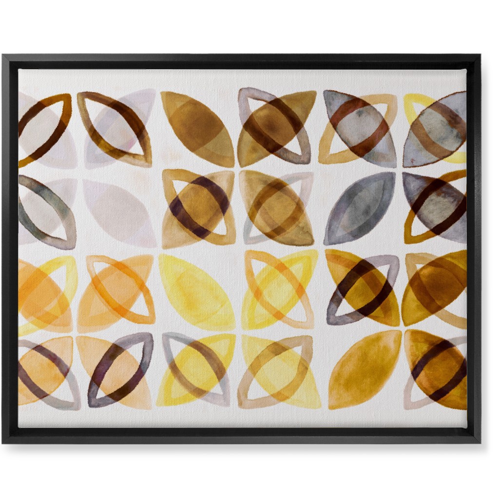 Washed Watercolor Shapes Wall Art, Black, Single piece, Canvas, 16x20, Yellow