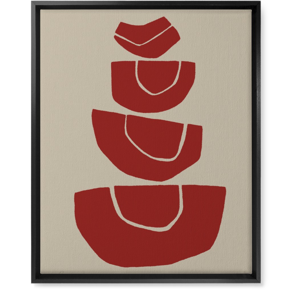 Geometric Stack Abstract Wall Art, Black, Single piece, Canvas, 16x20, Red, Cinnamon