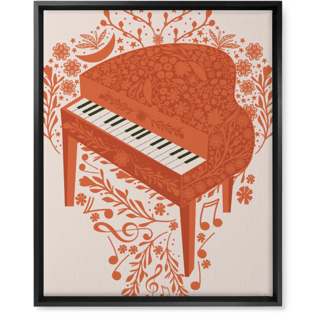 the Grand Piano - Red Wall Art, Black, Single piece, Canvas, 16x20, Red, Red