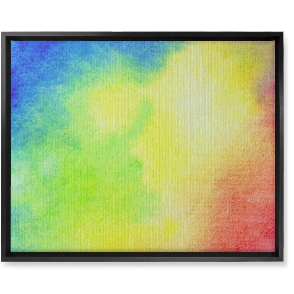 Rainbow Watercolor Clouds - Multi Wall Art, Black, Single piece, Canvas, 16x20, Multicolor