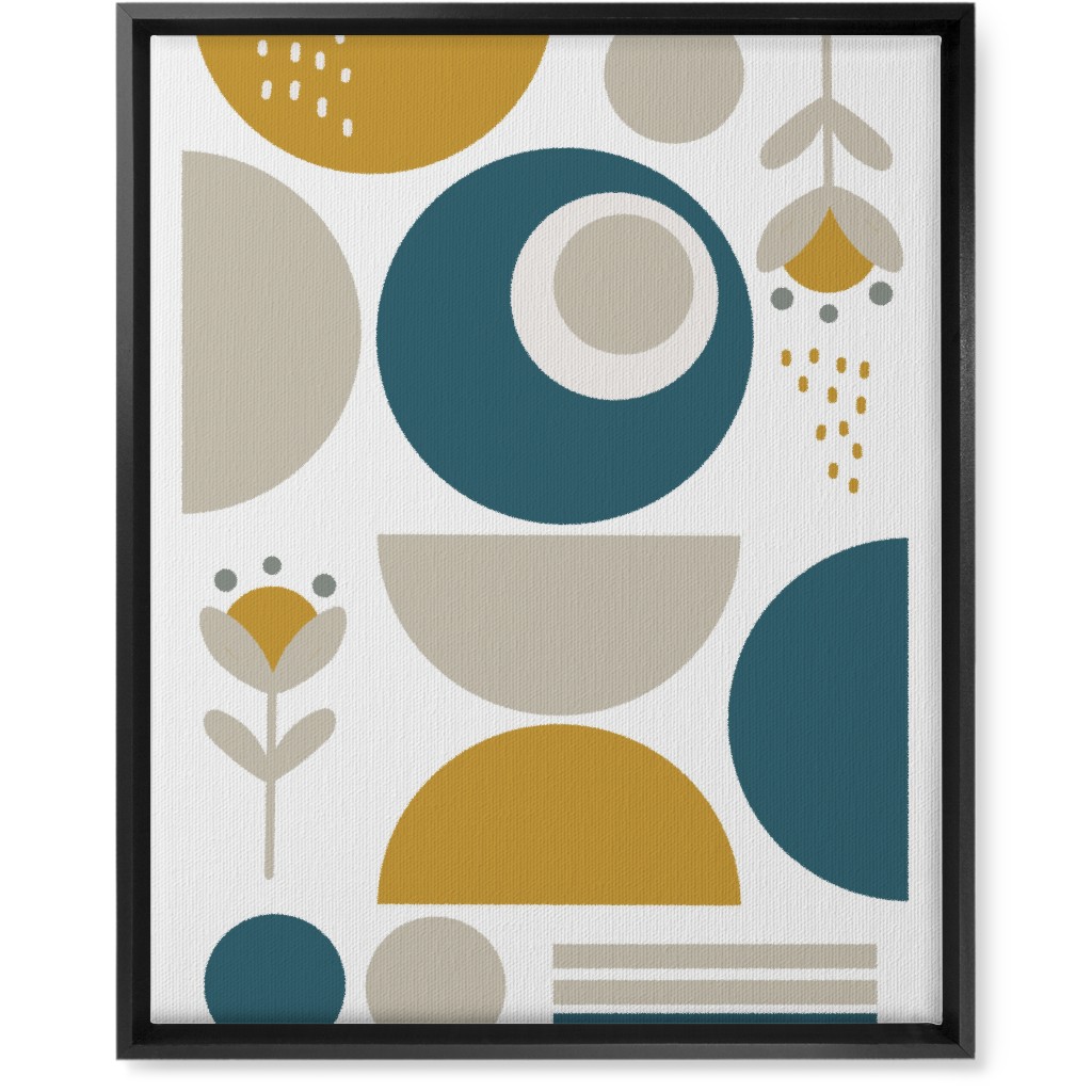 Abstract Floral - Yellow and Blue Wall Art, Black, Single piece, Canvas, 16x20, Multicolor