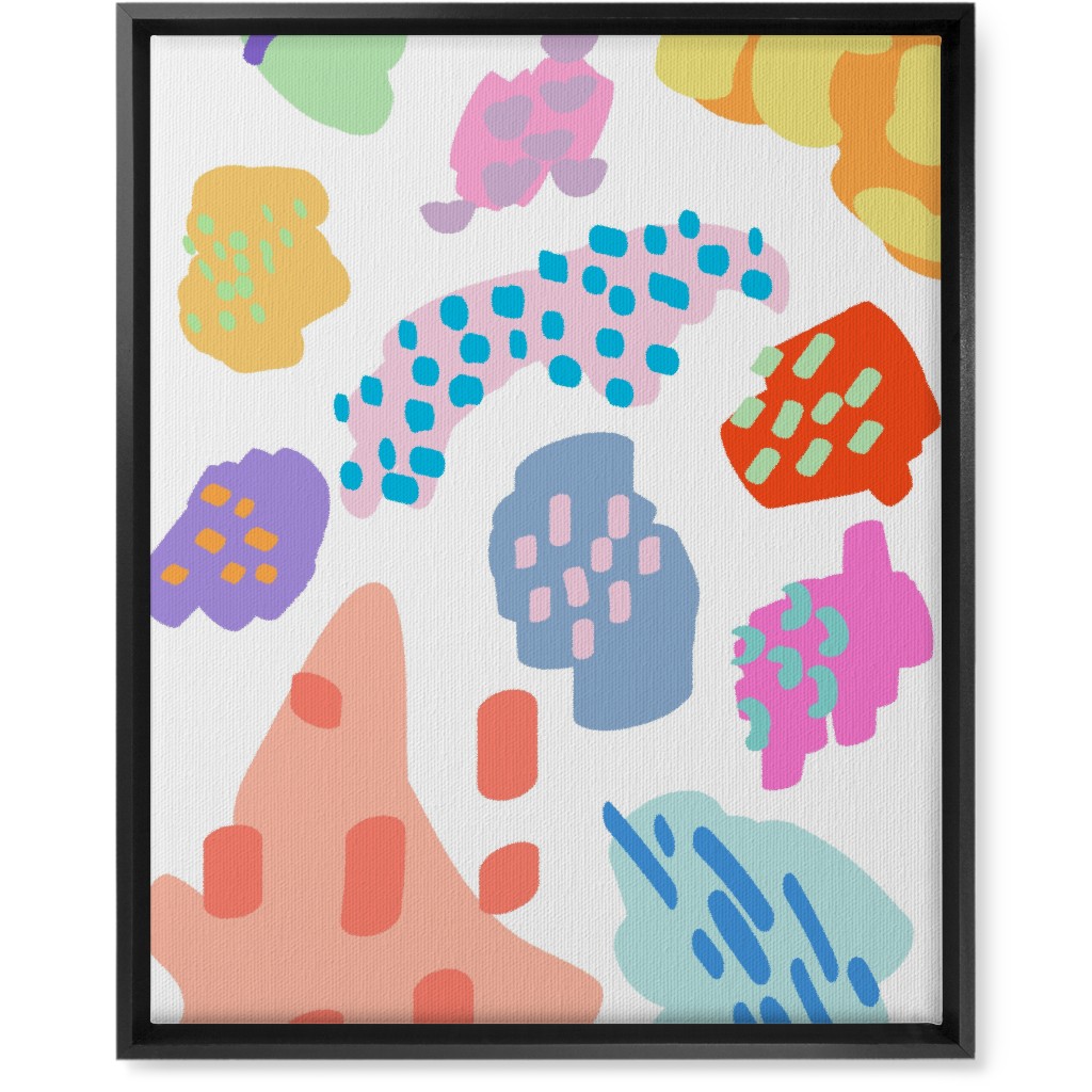 Painterly Abstract Blobs - Pastel Wall Art, Black, Single piece, Canvas, 16x20, Multicolor