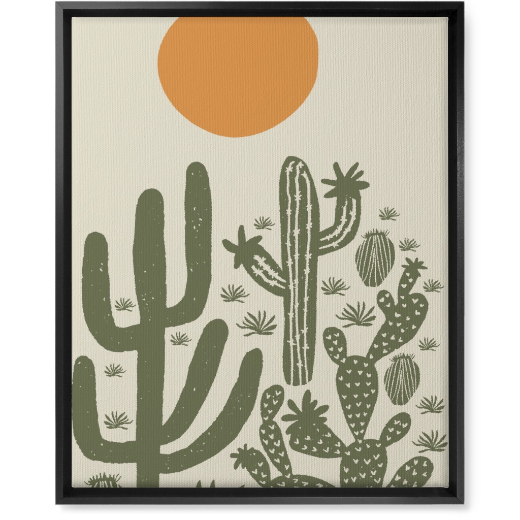 Cactus - Earth Tones Wall Art, Black, Single piece, Canvas, 16x20, Beige