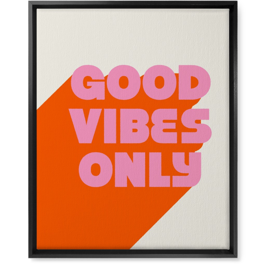 Good Vibes Only - Orange and Pink Wall Art, Black, Single piece, Canvas, 16x20, Red