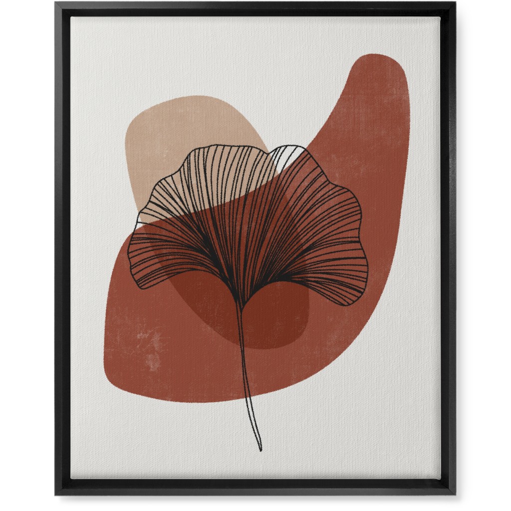 Abstract Ginko - Terracotta and Ivory Wall Art, Black, Single piece, Canvas, 16x20, Brown
