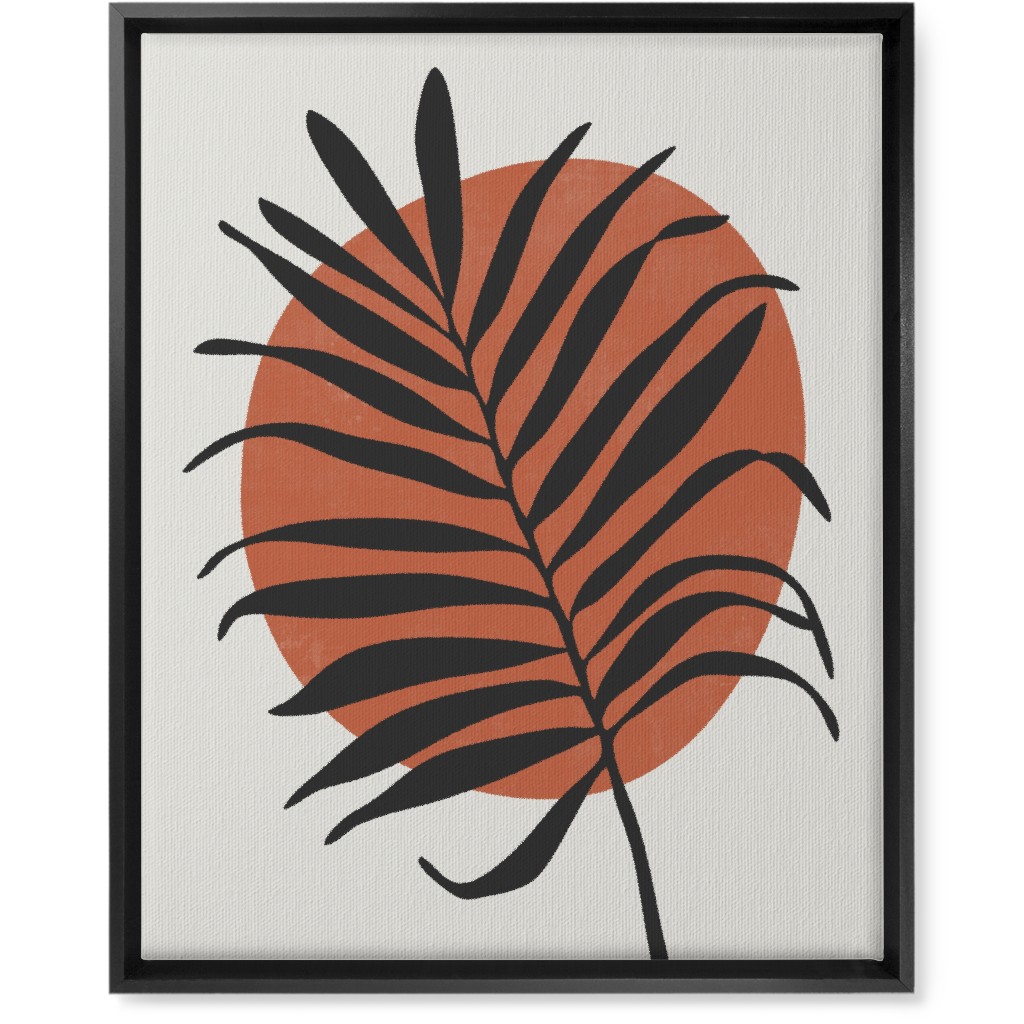 Abstract Leaf Frond - Terracotta and Ivory Wall Art, Black, Single piece, Canvas, 16x20, Brown