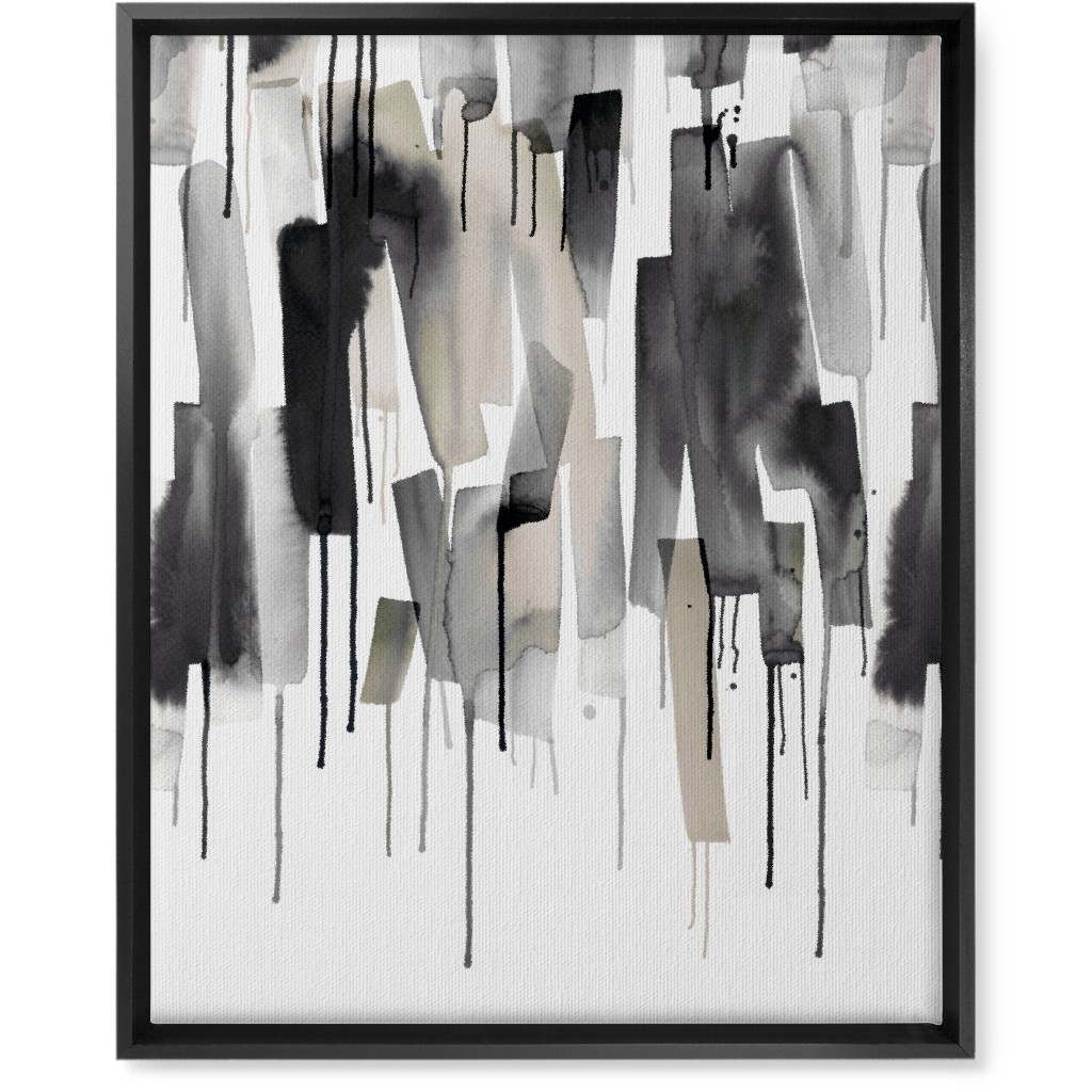 Watery Stripes Wall Art, Black, Single piece, Canvas, 16x20, Gray