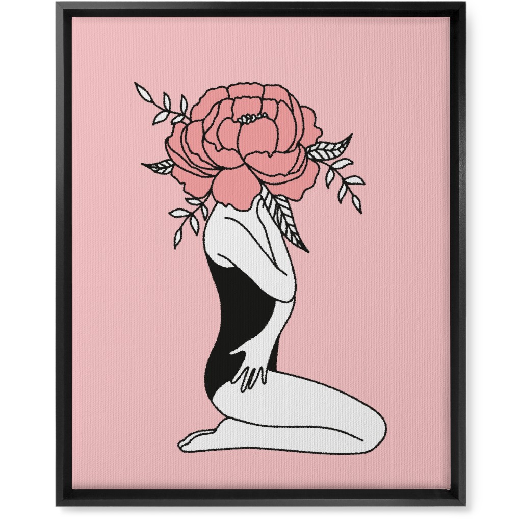 Modern Feminine Abstract - Pink Wall Art, Black, Single piece, Canvas, 16x20, Pink