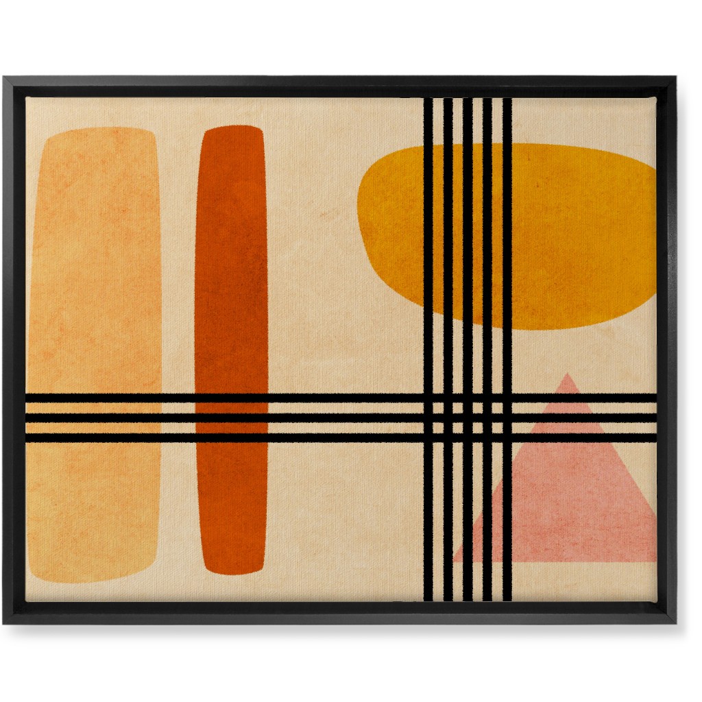 Criss-Cross Abstract Wall Art, Black, Single piece, Canvas, 16x20, Orange