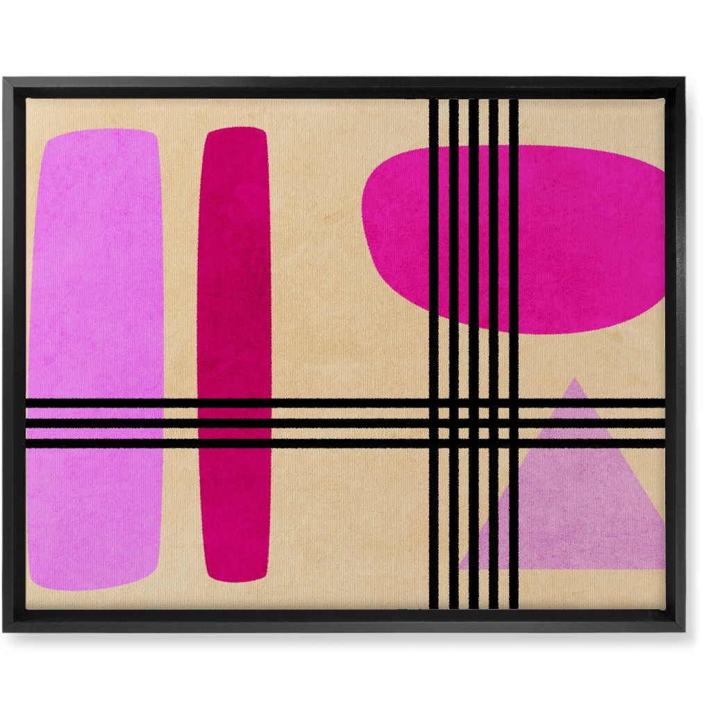 Criss-Cross Abstract Wall Art, Black, Single piece, Canvas, 16x20, Pink