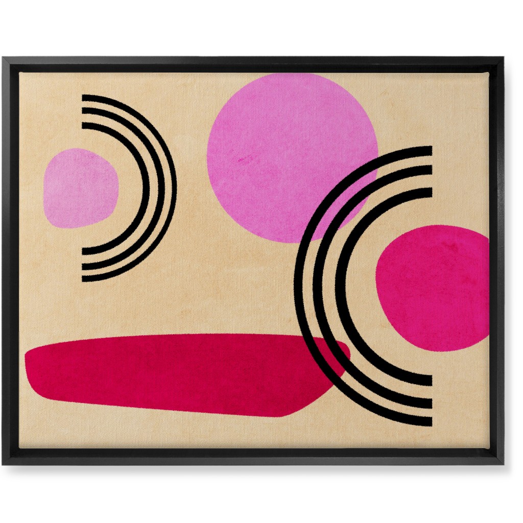 Cups & Saucers Abstract Wall Art, Black, Single piece, Canvas, 16x20, Pink