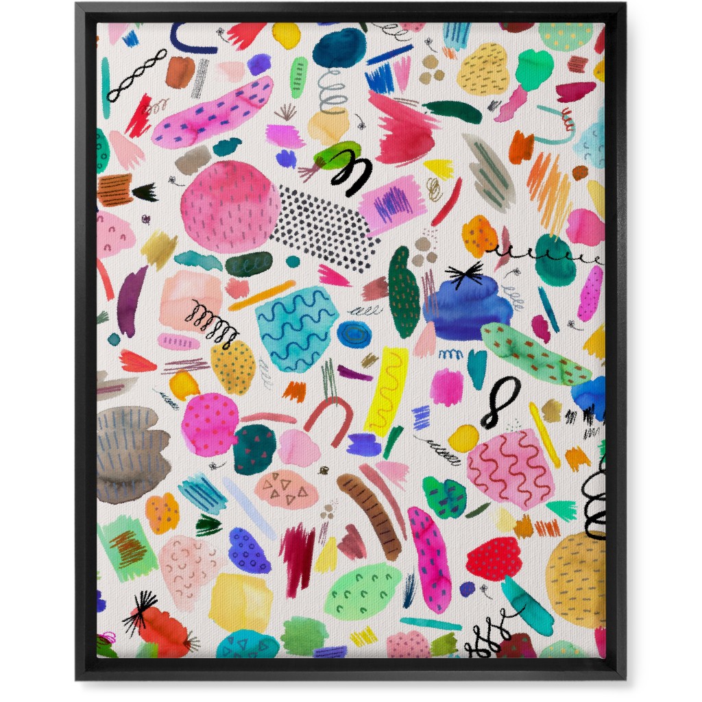 Abstract Marks and Scribbles - Multi Wall Art, Black, Single piece, Canvas, 16x20, Multicolor