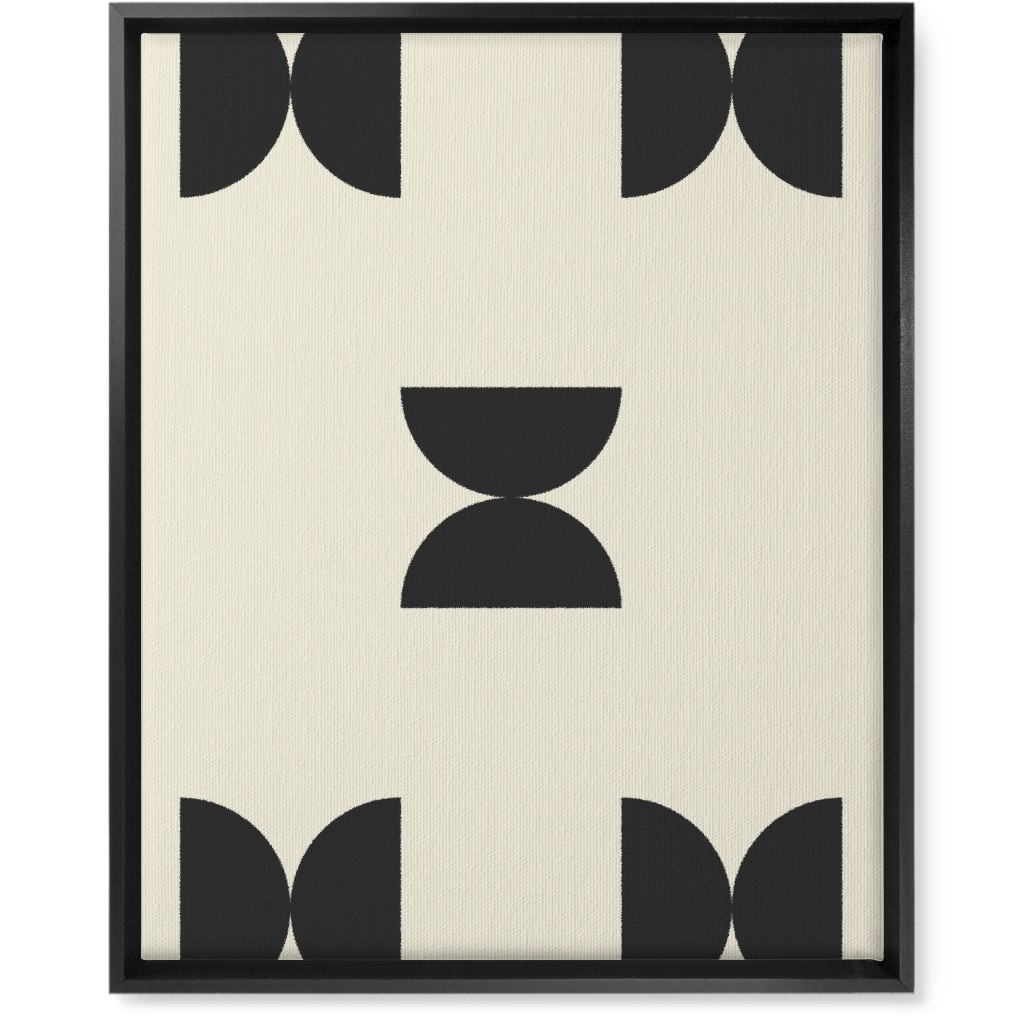 Minimal Geometric Abstract Bauhuas - Cream and Black Wall Art, Black, Single piece, Canvas, 16x20, Beige