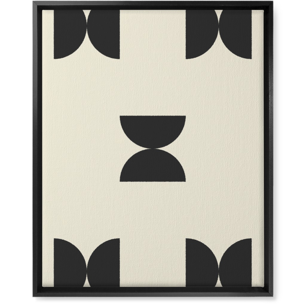Minimal Geometric Abstract Bauhuas - Cream and Black Wall Art, Black, Single piece, Canvas, 16x20, Beige, Pearl