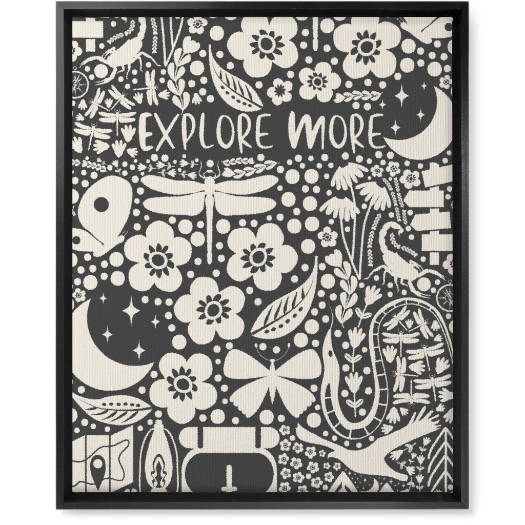 Explore More, Adventure - Black and White Wall Art, Black, Single piece, Canvas, 16x20, Black, Black