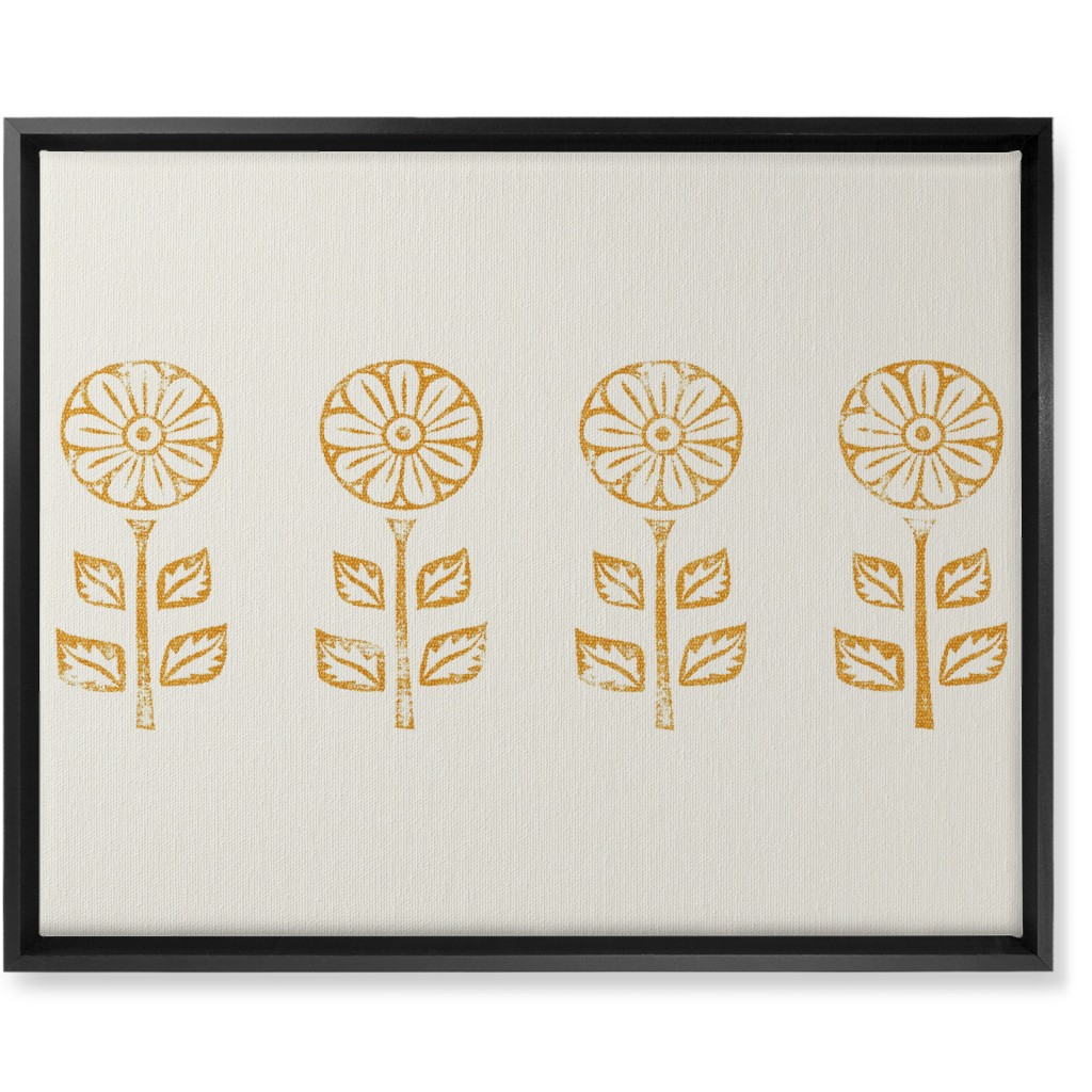 Floral Block Print Ii Wall Art, Black, Single piece, Canvas, 16x20, Yellow