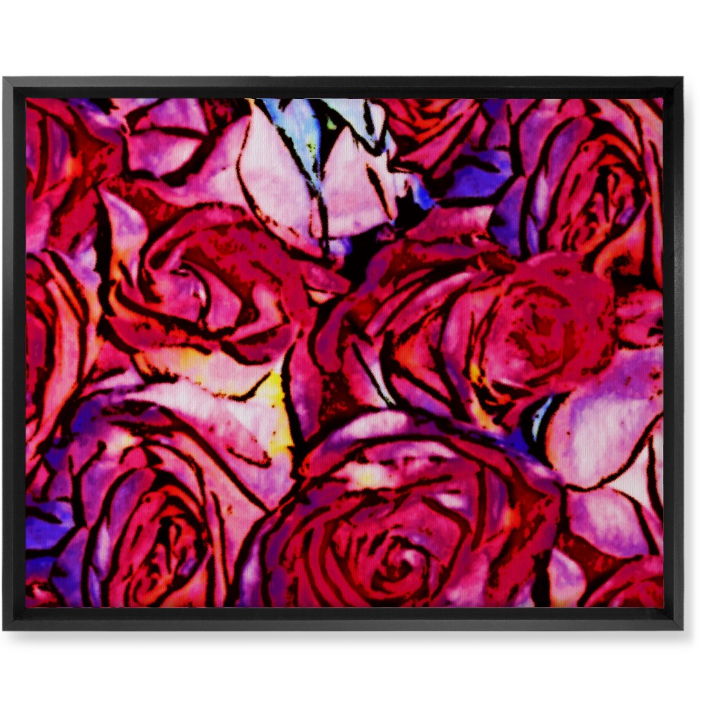 David's Roses - Pink Wall Art, Black, Single piece, Canvas, 16x20, Pink
